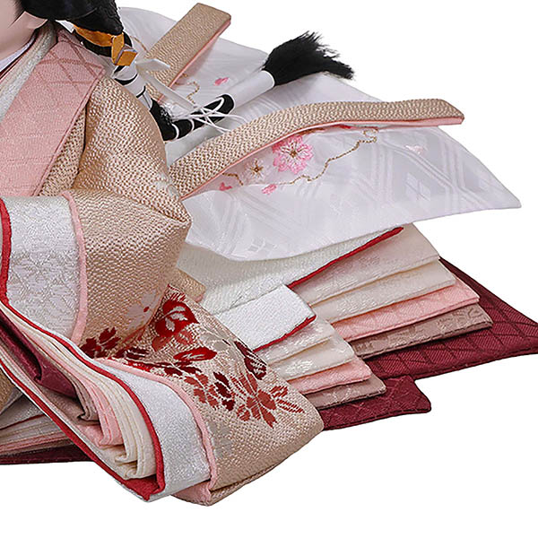 平安豊久　 雛人形　ことは 芥子親王 平飾り LED灯付 泥金紅白南天衝立　詳細画像