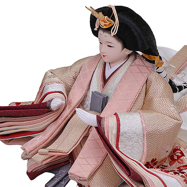 平安豊久　 雛人形　ことは 芥子親王 平飾り LED灯付 泥金紅白南天衝立　詳細画像