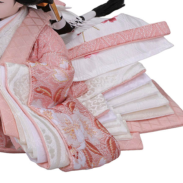 平安豊久　 雛人形　さな 芥子親王 平飾り モカ 刺繍雪輪桜屏風　詳細画像