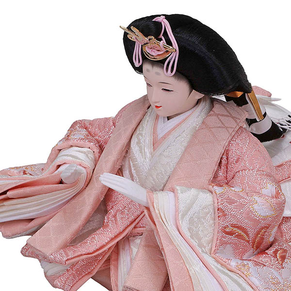 平安豊久　 雛人形　さな 芥子親王 平飾り モカ 刺繍雪輪桜屏風　詳細画像