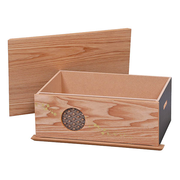 平安豊久　 雛人形　えま 小芥子親王 収納飾り 白木 麻の葉LED灯付収納箱　詳細画像