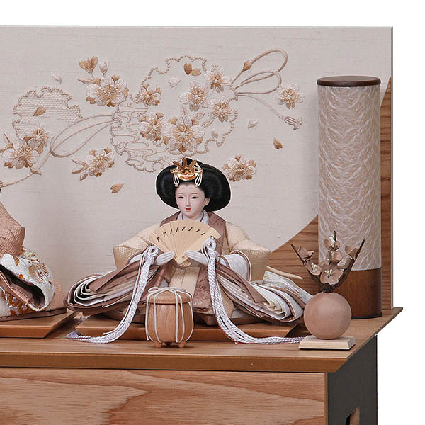 平安豊久　 雛人形　えま 小芥子親王 収納飾り 白木 麻の葉LED灯付収納箱　詳細画像
