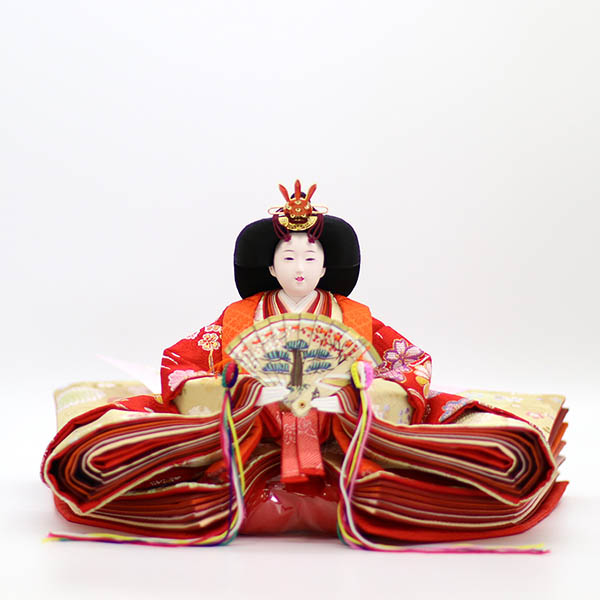 久月　 雛人形　段織 衣裳着 十番親王 小三五官女 五人飾り 木製 三段飾り　詳細画像