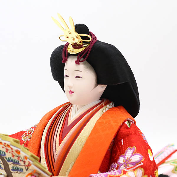 久月　 雛人形　段織 衣裳着 十番親王 小三五官女 五人飾り 木製 三段飾り　詳細画像