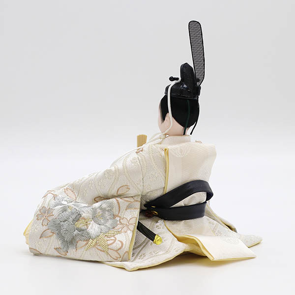 久月　 雛人形　刺繍 衣裳着 小芥子親王 平飾り 白木 木目　詳細画像