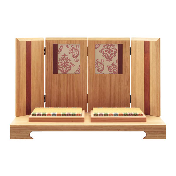 久月　 雛人形　刺繍 衣裳着 小三五親王 平飾り 白木 木目　詳細画像