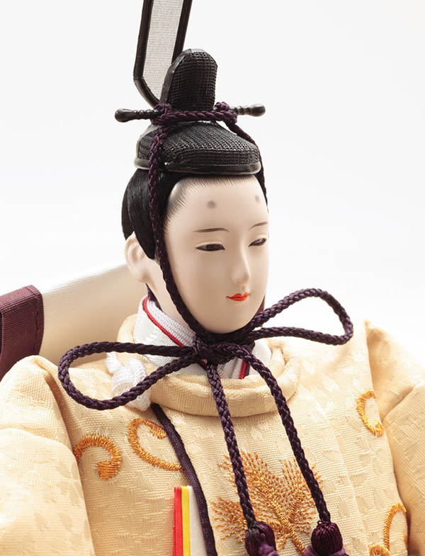 久月　 雛人形　刺繍 衣裳着 小三五親王 平飾り 白木 木目　詳細画像