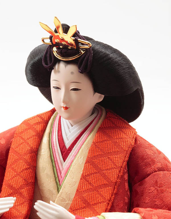 久月　 雛人形　刺繍 衣裳着 小三五親王 平飾り 白木 木目　詳細画像