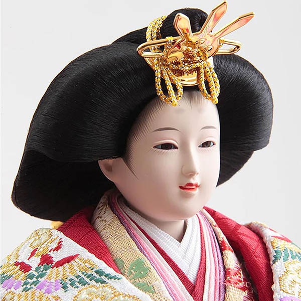 久月　 雛人形　衣裳着 小三五親王 小芥子官女 五人飾り 収納三段飾り　詳細画像