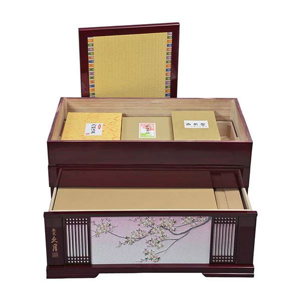 久月　 雛人形　皇雅雛 西陣織金襴 衣裳着 三五親王 芥子官女 五人飾り 収納三段飾り 引き出し式収納箱　詳細画像