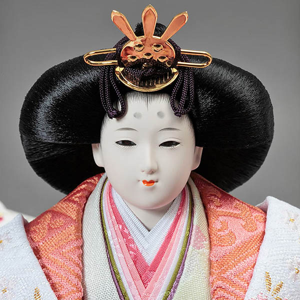 久月　 雛人形　皇雅雛 西陣織金襴 衣裳着 三五親王 芥子官女 五人飾り 収納三段飾り 引き出し式収納箱　詳細画像