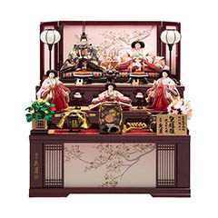 雛人形: 皇雅雛 西陣織 三五親王 芥子官女 収納三段飾り 引き出し式収納箱【D-30/73HR-N53-Z】