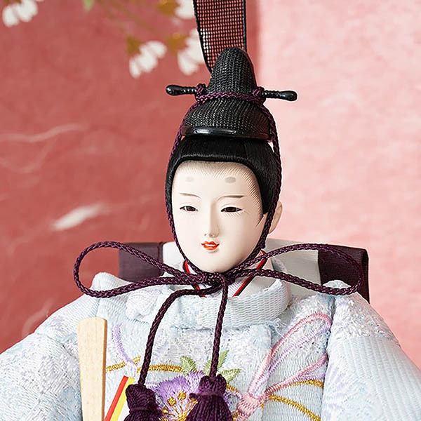 久月　 雛人形　銘木 檜 刺繍 衣裳着 芥子親王 柳官女 五人飾り 収納三段飾り 引き出し式収納箱　詳細画像