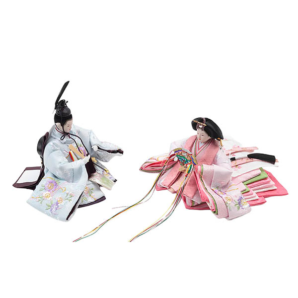 久月　 雛人形　銘木 檜 刺繍 衣裳着 芥子親王 柳官女 五人飾り 収納三段飾り 引き出し式収納箱　詳細画像