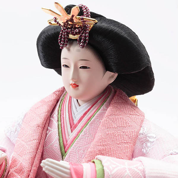 久月　 雛人形　銘木 檜 刺繍 衣裳着 芥子親王 柳官女 五人飾り 収納三段飾り 引き出し式収納箱　詳細画像