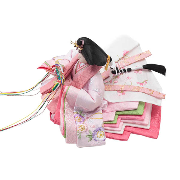 久月　 雛人形　銘木 檜 刺繍 衣裳着 芥子親王 柳官女 五人飾り 収納三段飾り 引き出し式収納箱　詳細画像