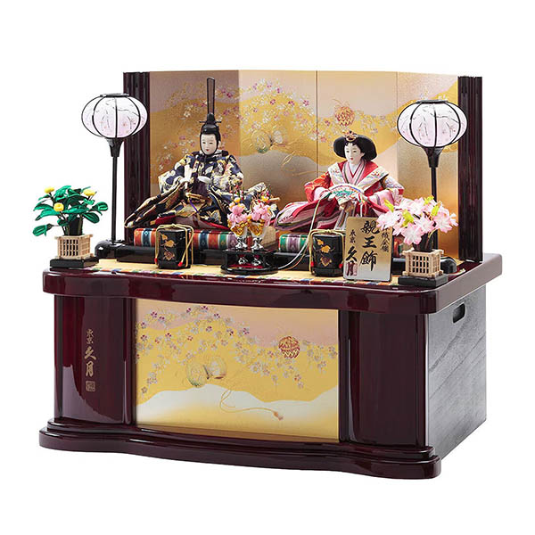 久月　 雛人形　西陣織金襴 衣裳着 三五親王 収納親王飾り　詳細画像