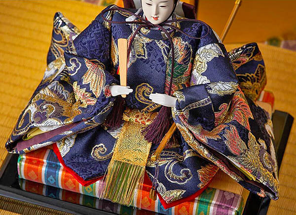 久月　 雛人形　西陣織金襴 衣裳着 三五親王 収納親王飾り　詳細画像