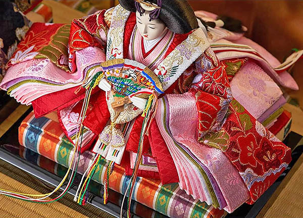 久月　 雛人形　西陣織金襴 衣裳着 三五親王 収納親王飾り　詳細画像