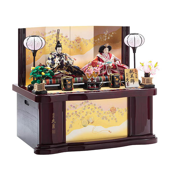 久月　 雛人形　西陣織金襴 衣裳着 三五親王 収納親王飾り　詳細画像