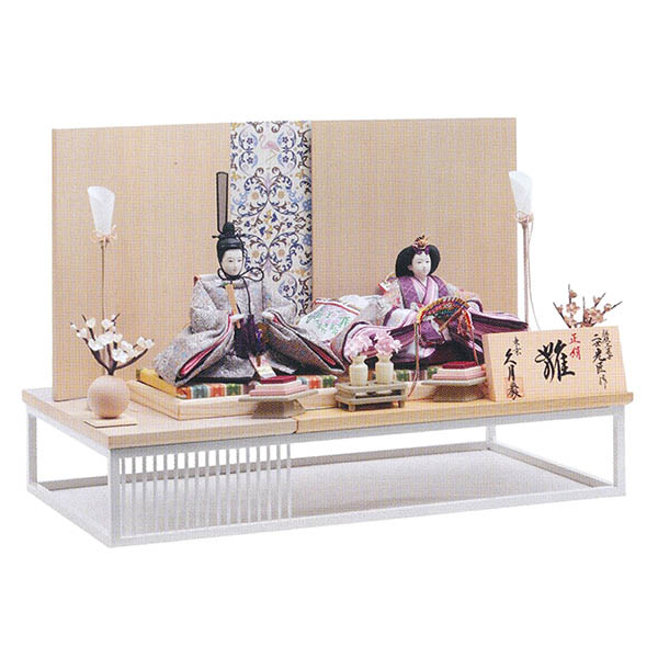 二世光匠作 正絹 衣裳着 京十一番親王 アルミフレーム 白木 木目 屏風 久月監製 【D-35】