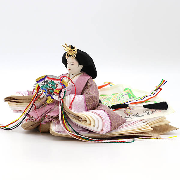 久月　 雛人形　二世光匠作 正絹 衣裳着 京十二番親王 平飾り 白木 木目 久月監製　詳細画像