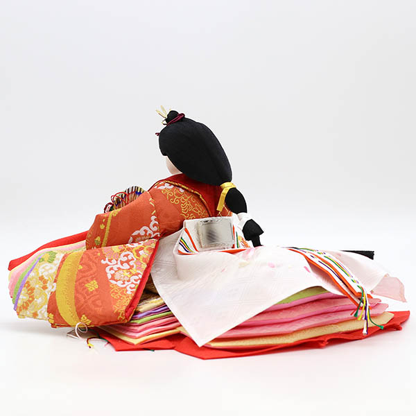 久月　 雛人形　久月作 平安三賢女付 雛の詩 衣裳着 収納三段飾り 京十番親王 芥子官女 五人 駿河古典蒔絵 引き出し式収納箱　詳細画像