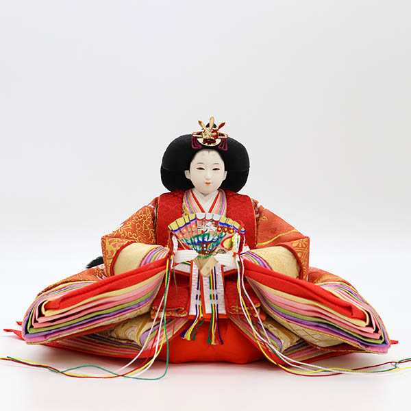 久月　 雛人形　久月作 平安三賢女付 雛の詩 衣裳着 収納三段飾り 京十番親王 芥子官女 五人 駿河古典蒔絵 引き出し式収納箱　詳細画像