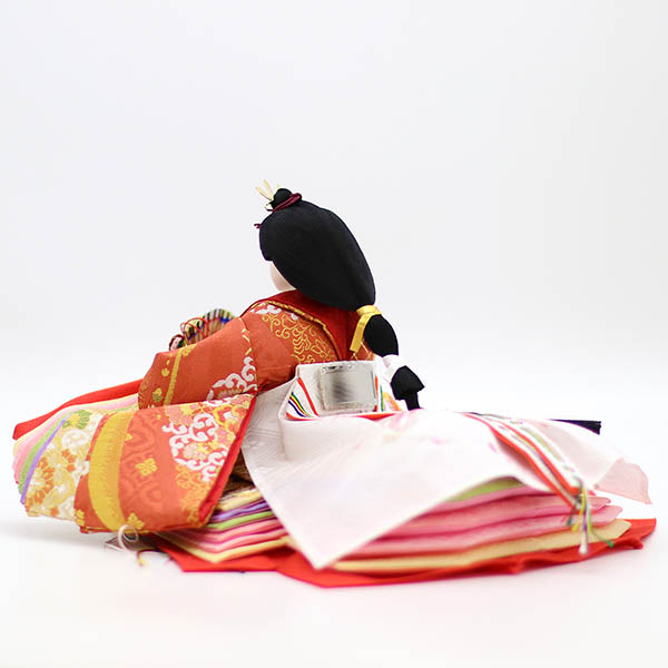 久月　 雛人形　久月作 平安三賢女付 雛の詩 衣裳着 収納三段飾り 京十番親王 芥子官女 五人 駿河古典蒔絵 引き出し式収納箱　詳細画像