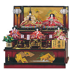 雛人形: 久月作 平安三賢女 雛の詩 衣裳着 収納三段飾り 京十番親王 芥子官女 引き出し式収納箱 【D-3】