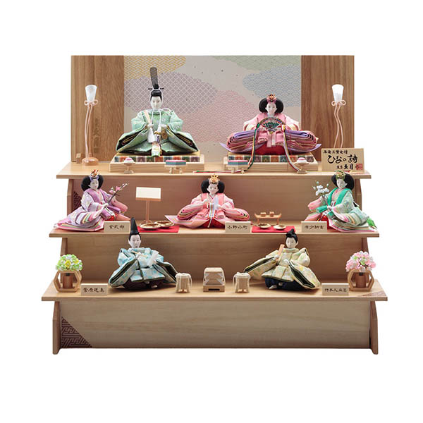 久月作 平安三賢女 歌人付 雛の詩 衣裳着 京十番親王 芥子五人 七人揃い 三段飾り 【D-4】