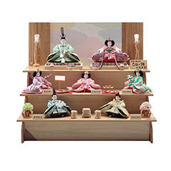 雛人形: 久月作 平安三賢女 歌人付 雛の詩 衣裳着 京十番親王 芥子五人 七人揃い 三段飾り 【D-4】