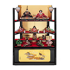 雛人形: 久月作 平安三賢女 歌人付 雛の詩 衣裳着 小十番親王 小三五五人 七人揃い 四段飾り 【D-2】