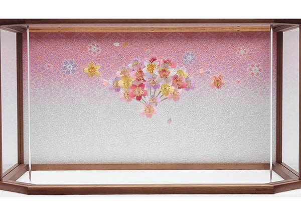 雛人形 久月 衣裳着 ケース入り 親王飾り 小三五親王 茶木目 花刺繍 アクリルケース 詳細画像 久月 雛人形 衣裳着 ケース入り 親王飾り 小三五親王 茶木目 花刺繍 アクリルケース 詳細画像
