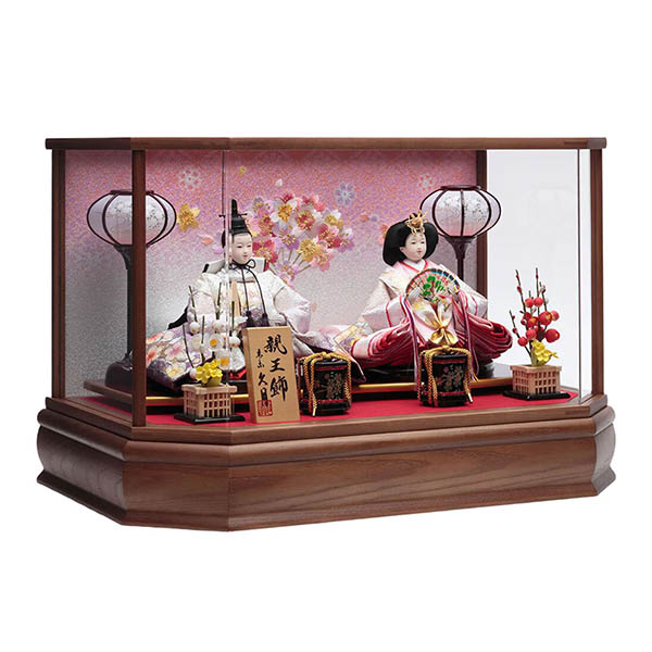 雛人形 久月 衣裳着 ケース入り 親王飾り 小三五親王 茶木目 花刺繍 アクリルケース 詳細画像 久月 雛人形 衣裳着 ケース入り 親王飾り 小三五親王 茶木目 花刺繍 アクリルケース 詳細画像