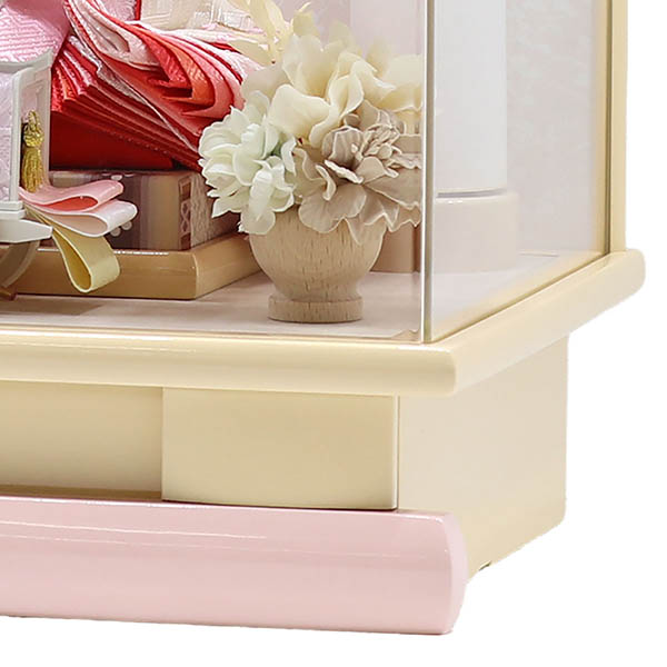 久月　 雛人形　衣裳着 ケース入り 親王飾り 芥子親王 花飾り アクリルケース　詳細画像