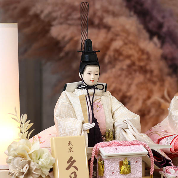 久月　 雛人形　衣裳着 ケース入り 親王飾り 芥子親王 花飾り アクリルケース　詳細画像