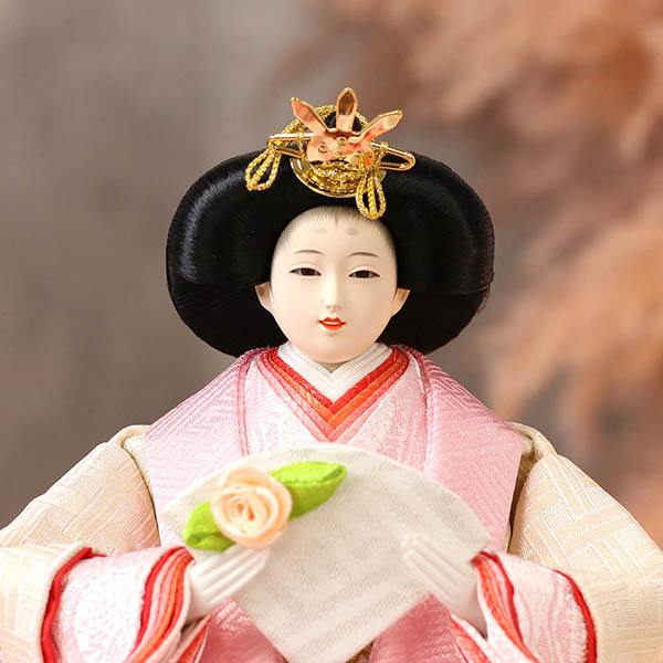 久月　 雛人形　衣裳着 ケース入り 親王飾り 芥子親王 花飾り アクリルケース　詳細画像