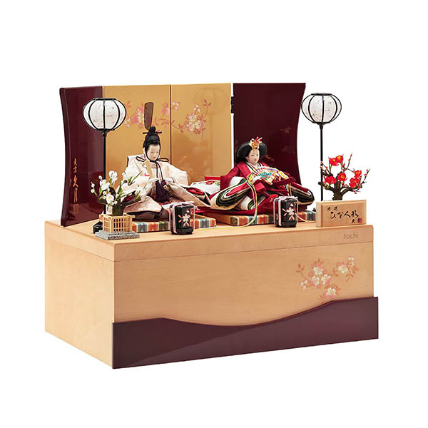 久月　 雛人形　銘木 栃 衣裳着 小芥子親王 収納親王飾り　詳細画像