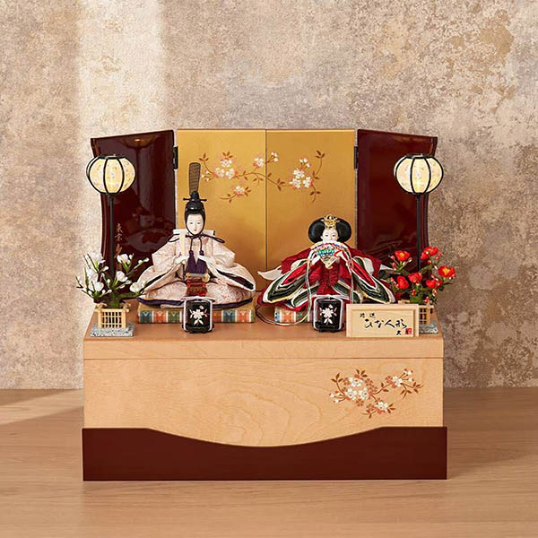 久月　 雛人形　銘木 栃 衣裳着 小芥子親王 収納親王飾り　詳細画像