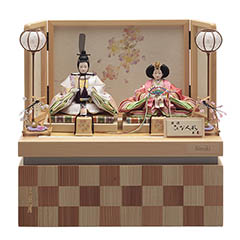 雛人形: 銘木 檜 衣裳着 小芥子親王 収納親王飾り 【D-16】