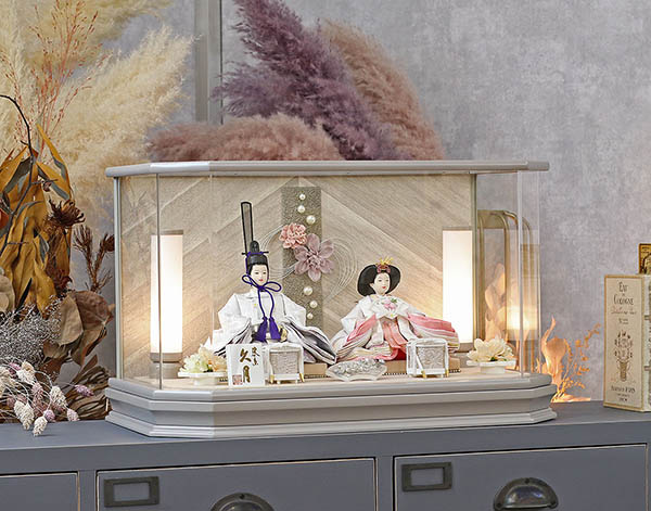 久月　 雛人形　久月 衣裳着 ケース入り 親王飾り 小芥子親王 アクリルケース飾り　詳細画像