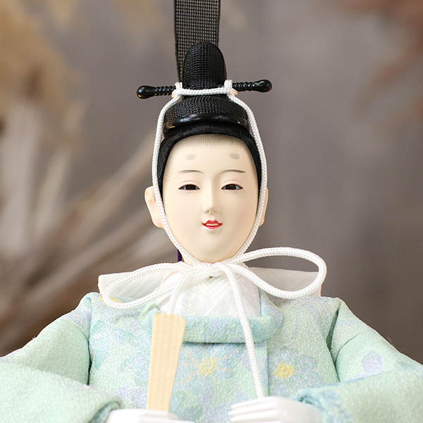 久月　 雛人形　久月 衣裳着 ケース入り 親王飾り 芥子親王 白木 木目 つまみ細工 アクリルケース飾り　詳細画像