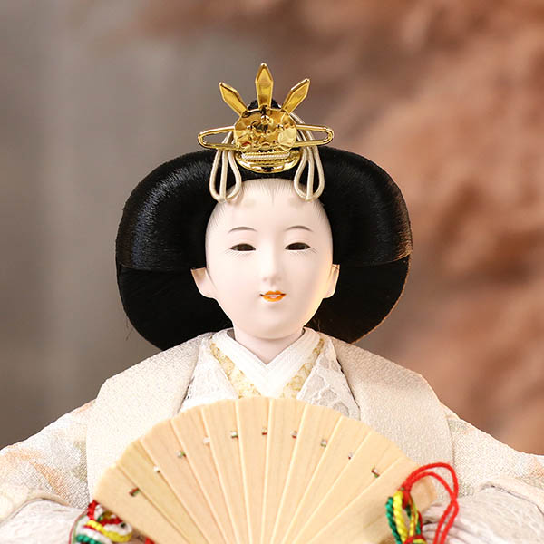 久月　 雛人形　久月 衣裳着 フラワーアート ケース入り 親王飾り レース 小三五親王 白木 木目 アクリルケース飾り　詳細画像
