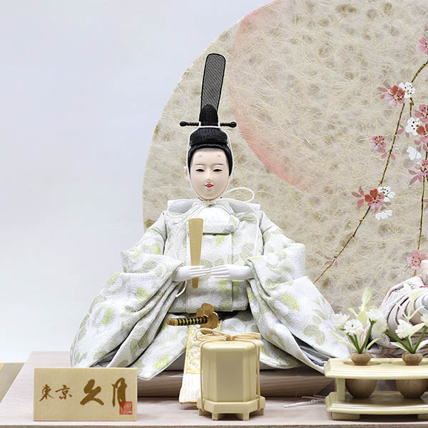 久月　 雛人形　久月 衣裳着 桜柄繭玉LED衝立 ケース入り 親王飾り 小三五親王 アクリルケース飾り　詳細画像