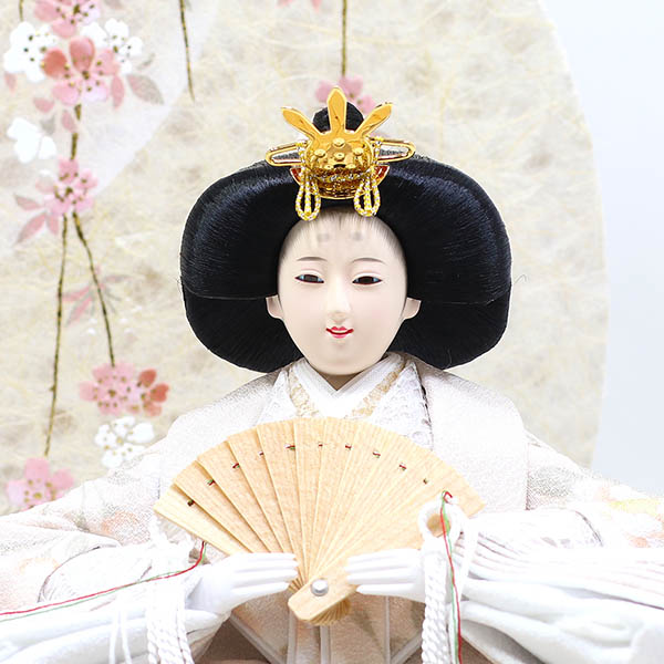 久月　 雛人形　久月 衣裳着 桜柄繭玉LED衝立 ケース入り 親王飾り 小三五親王 アクリルケース飾り　詳細画像