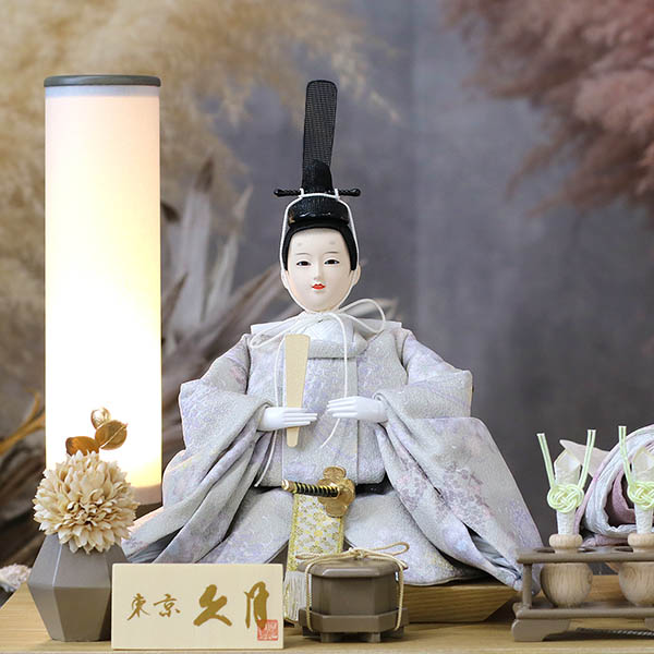 久月　 雛人形　久月 衣裳着 洋花飾り ケース入り 親王飾り 小三五親王 アクリルケース飾り　詳細画像