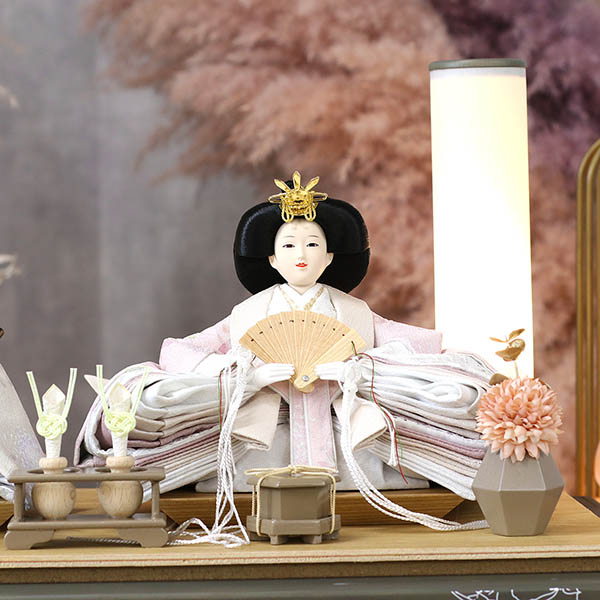 久月　 雛人形　久月 衣裳着 洋花飾り ケース入り 親王飾り 小三五親王 アクリルケース飾り　詳細画像