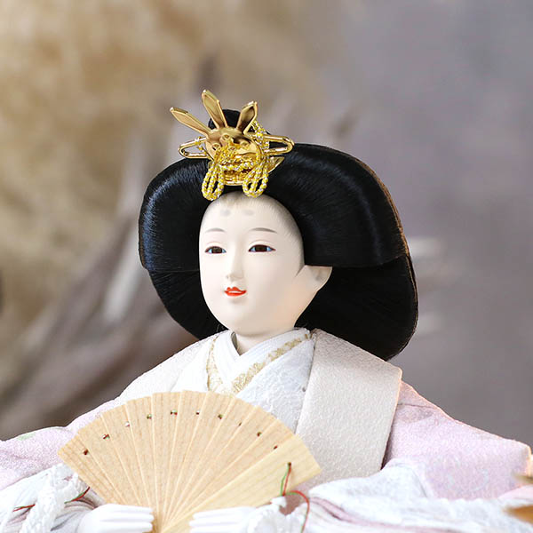 久月　 雛人形　久月 衣裳着 洋花飾り ケース入り 親王飾り 小三五親王 アクリルケース飾り　詳細画像