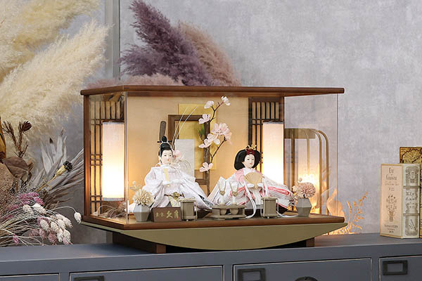 久月　 雛人形　久月 衣裳着 ケース入り 親王飾り 小三五親王 アクリルケース飾り　詳細画像